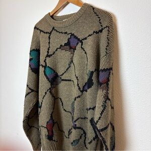 London Fog Abstract Pattern Crewneck Sweater